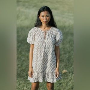 Acacia Cream and Purple Flower Dress